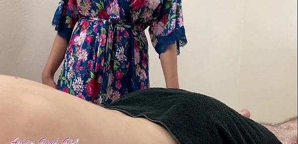  Real happy ending by massage girl with the best tits (huge cumshot)